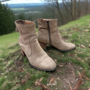 AETREX RUBI Arch Support Weather Friendly Suede Taupe Ankle Boots Sz 9 9.5